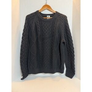 Nike Life Cable Knit Sweater Black DQ5176-010 Men's Sz Large 174